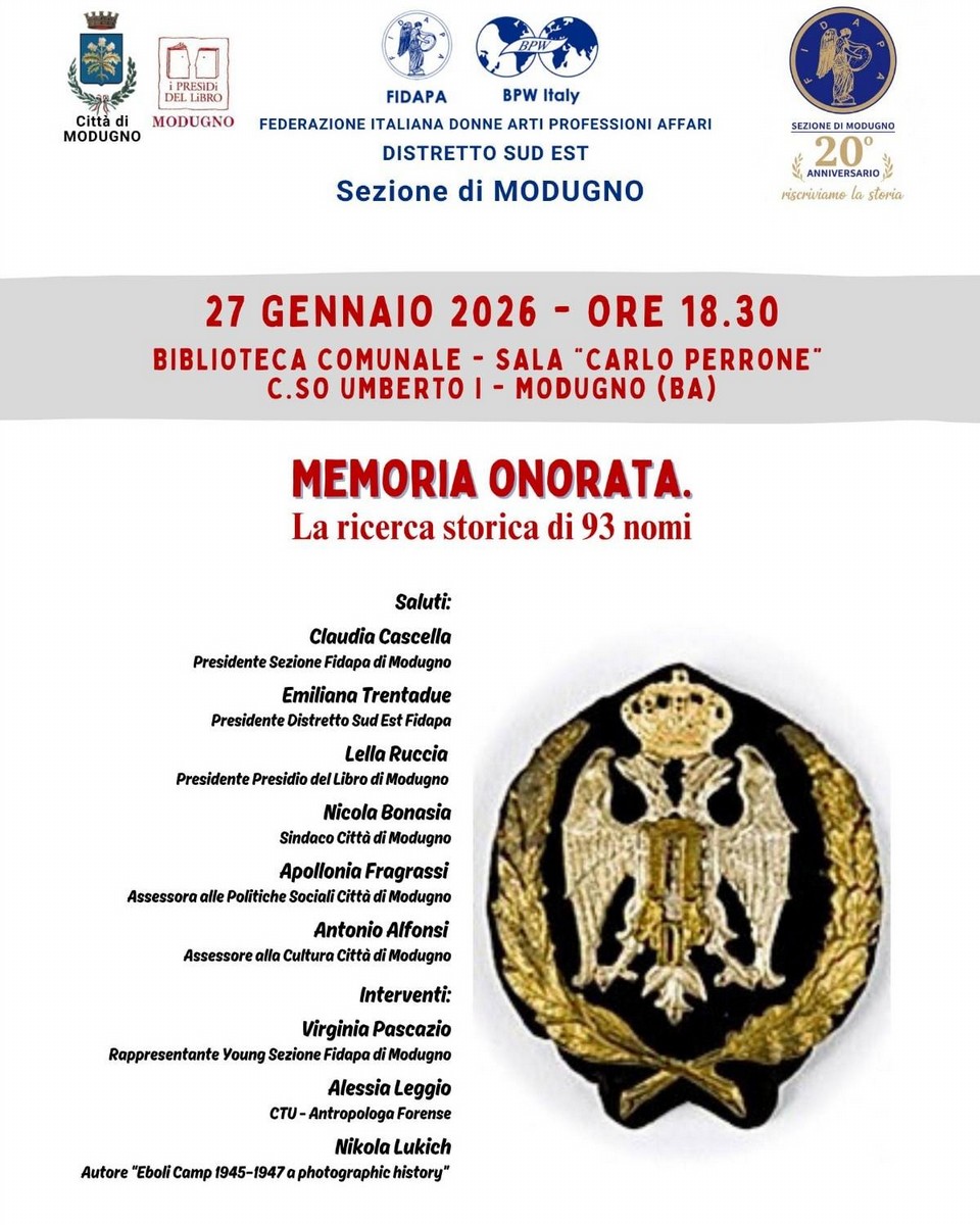 Locandina Memoria onorata La ricerca storica di nomi