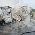 Furgone delle poste in fiamme nella zona industriale di Modugno
