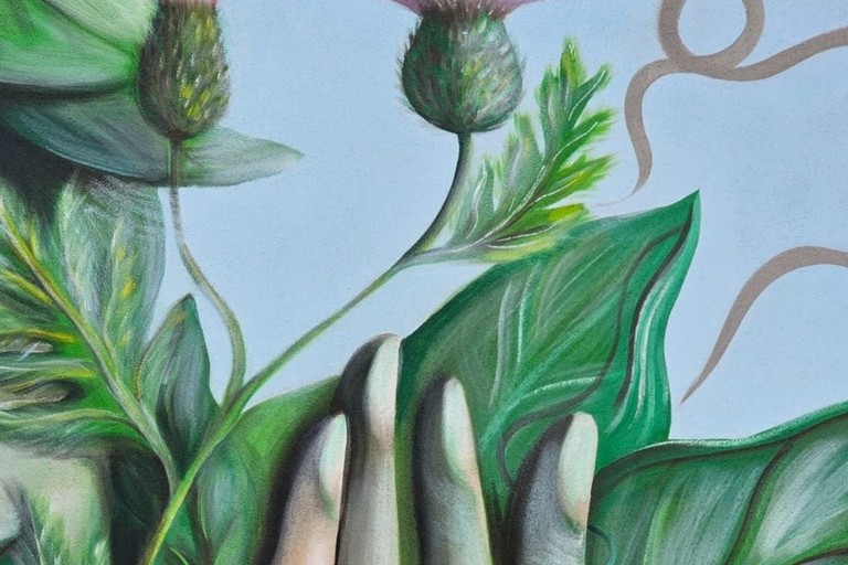 Un particolare del murale