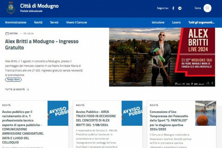 nuovo sito web Comune di Modugno